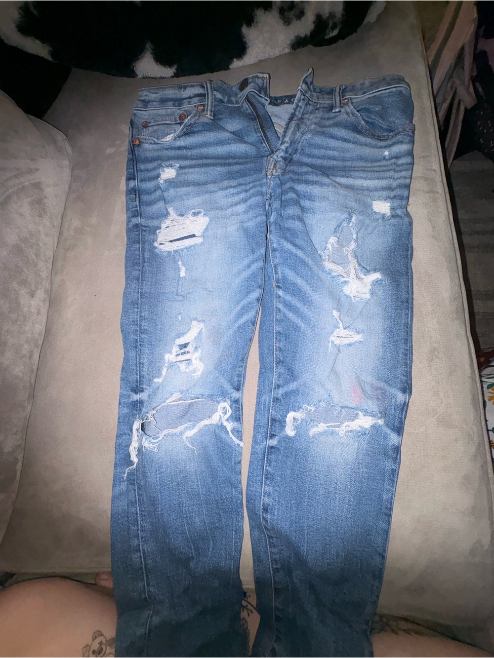 American Eagle Outfitters Light Blue Distressed Boyfriend Jeans